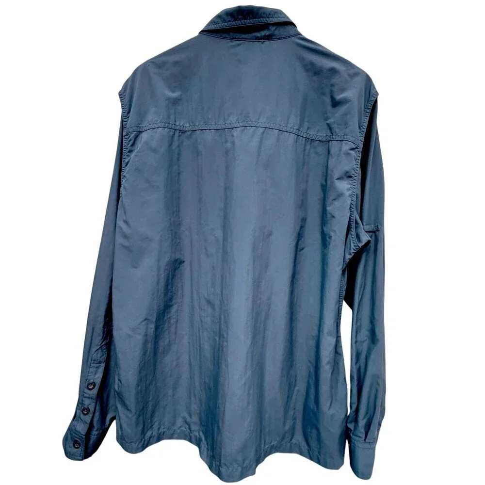 EMS  Mens Utility Shirt Large Blue Nylon Hiking Eastern Mountain Sports Outdoors